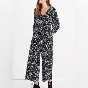 Madewell Baby’s Breath 3/4 Ruffle Sleeve Wide Leg Jumpsuit Sz S